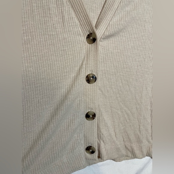 LOFT Beige Ribbed Cardigan - Picture 5 of 8